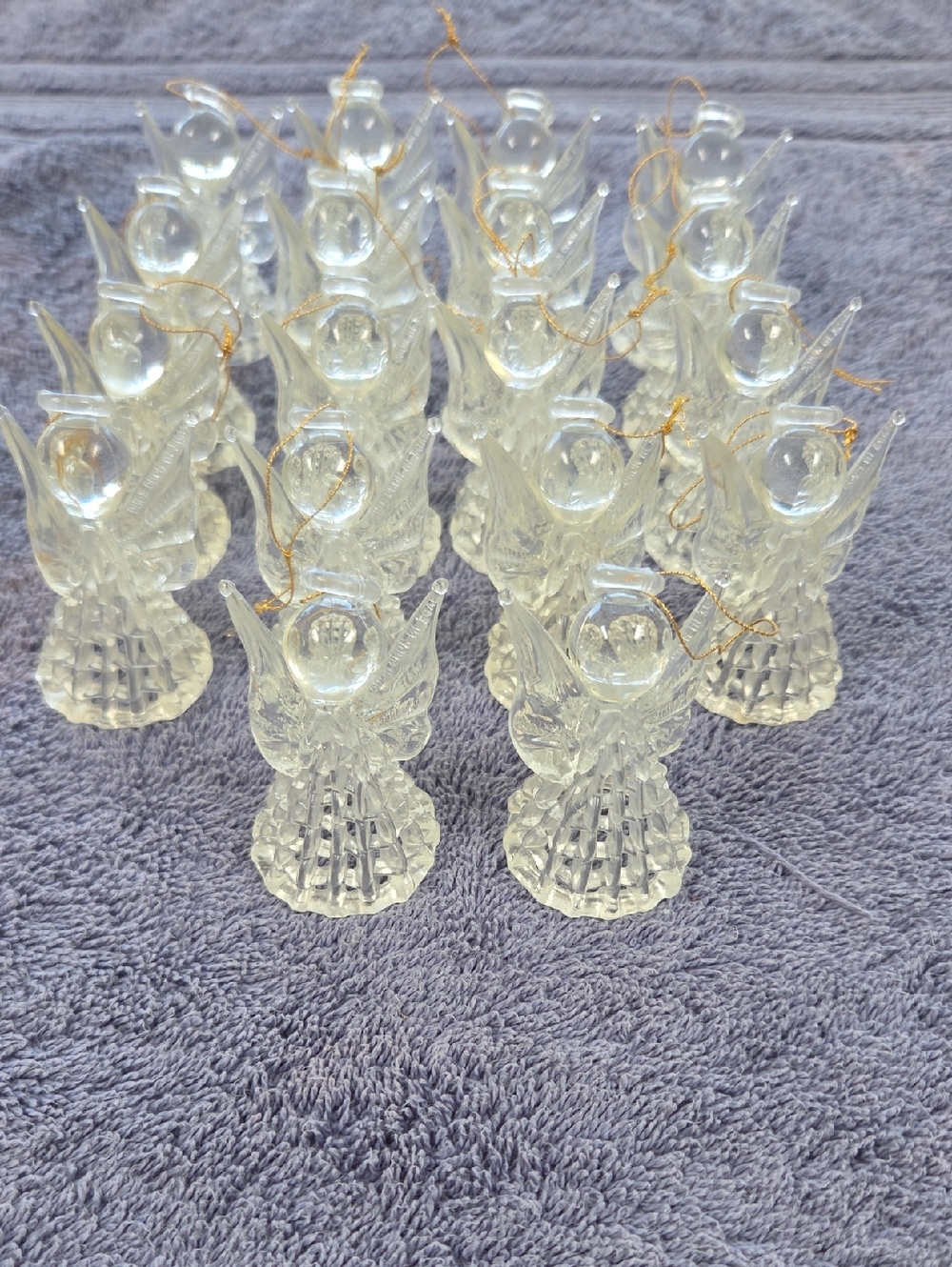 Vintage Set of Clear Plastic Angel Ornaments -  Made In Hong Kong - Set Of 18